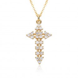 Wholesale of copper electroplated cross zircon pendants, necklaces, women's collarbone chains and other jewelry is selling well on cross-border e-commerce platforms in Europe and America