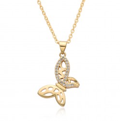 Elegant butterfly collarbone chain slightly set zircon pendant, ins style People's Day accessory gift, women's butterfly necklace