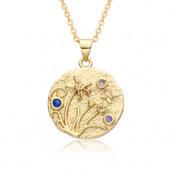 European and American cross-border Amazon bestsellers: Round brand collarbone chain, colored zircon eye pendant, Life tree necklace European and American cross-border Amazon bestsellers: Round brand collarbone chain, colored zircon eye pendant, Life tree necklace