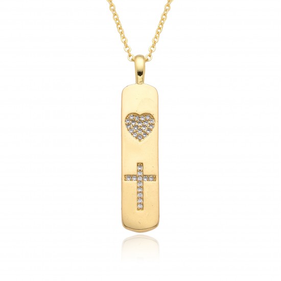 Wholesale of cross-border trendy new accessories, personalized gold bar designs, heart-shaped crosses, rainbow lightning pendants and necklaces Wholesale of cross-border trendy new accessories, personalized gold bar designs, heart-shaped crosses, rainbow lightning pendants and necklaces