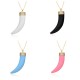 Popular European and American trendy sweater chain, white oil-dripping copper slightly inlaid zircon horn pendant necklace, women's cross-border stock Popular European and American trendy sweater chain, white oil-dripping copper slightly inlaid zircon horn pendant necklace, women's cross-border stock