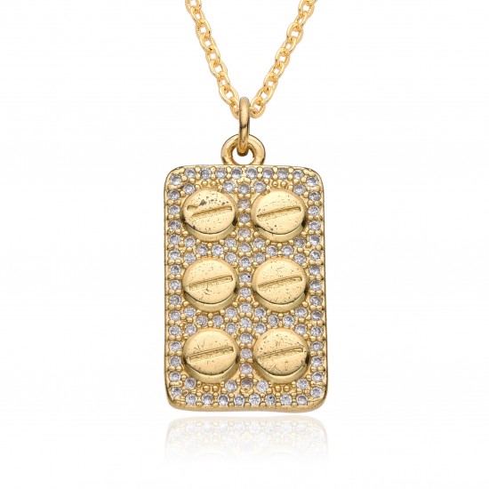 18k gold-plated, slightly set zircon square one-line screw, exquisite pattern pendant, a popular, personalized and fashionable necklace in Europe and America 18k gold-plated, slightly set zircon square one-line screw, exquisite pattern pendant, a popular, personalized and fashionable necklace in Europe and America