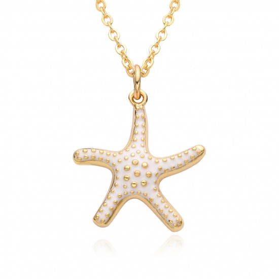 A new, personalized copper gold-plated ocean-style starfish slightly set pendant Bohemian-style women's necklace from Europe and America A new, personalized copper gold-plated ocean-style starfish slightly set pendant Bohemian-style women's necklace from Europe and America