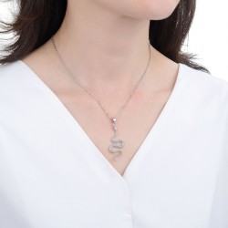 Cross-border popular accessories, light luxury hip-hop style, snake-shaped pendant necklace, zircon women's collarbone chain necklace in stock wholesale