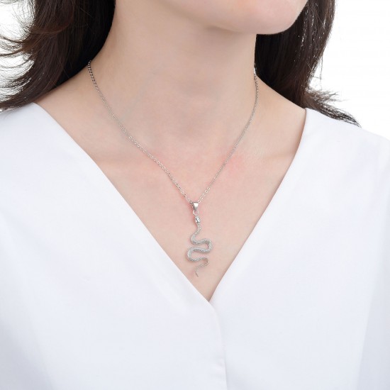 Cross-border popular accessories, light luxury hip-hop style, snake-shaped pendant necklace, zircon women's collarbone chain necklace in stock wholesale Cross-border popular accessories, light luxury hip-hop style, snake-shaped pendant necklace, zircon women's collarbone chain necklace in stock wholesale