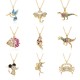 European and American personalized creative copper gold-plated micro-inlaid colored zircon dinosaur pendant necklace, cartoon cute necklace accessory for women European and American personalized creative copper gold-plated micro-inlaid colored zircon dinosaur pendant necklace, cartoon cute necklace accessory for women