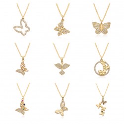 Elegant butterfly collarbone chain slightly set zircon pendant, ins style People's Day accessory gift, women's butterfly necklace