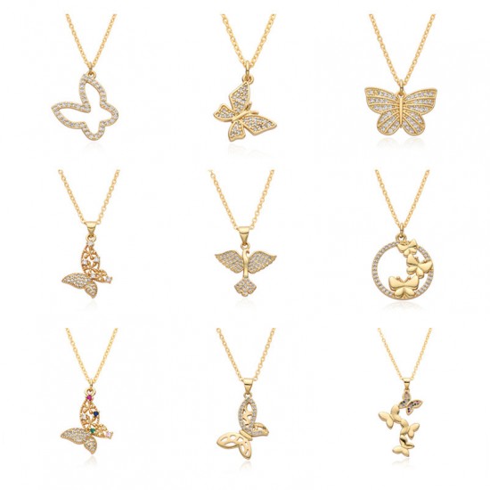 Elegant butterfly collarbone chain slightly set zircon pendant, ins style People's Day accessory gift, women's butterfly necklace Elegant butterfly collarbone chain slightly set zircon pendant, ins style People's Day accessory gift, women's butterfly necklace