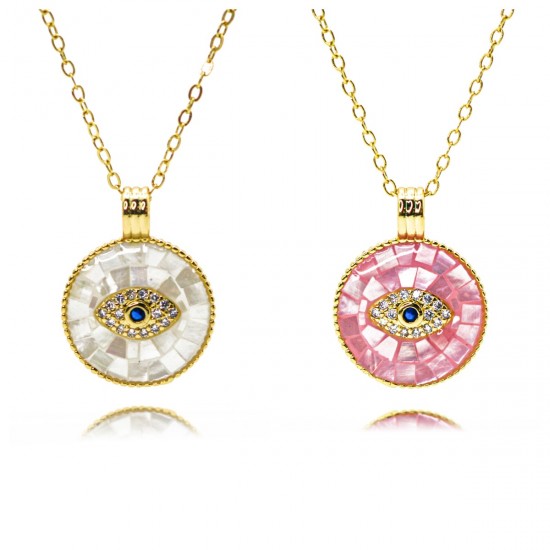 Cross-border best-selling accessories: crystal zircon shell Evil Eye necklace for women, European and American Devil Eye pendant necklaces Cross-border best-selling accessories: crystal zircon shell Evil Eye necklace for women, European and American Devil Eye pendant necklaces
