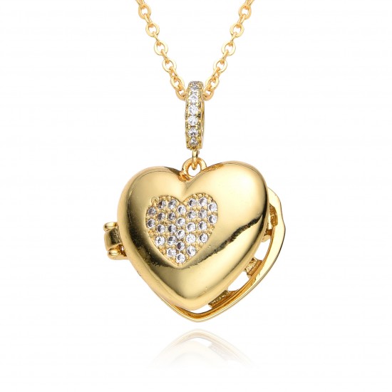 European and American cross-border heart-shaped photo box album, heart-shaped moon five-pointed star, slightly inlaid pendant, opening and closing necklace, copper gold-plated European and American cross-border heart-shaped photo box album, heart-shaped moon five-pointed star, slightly inlaid pendant, opening and closing necklace, copper gold-plated
