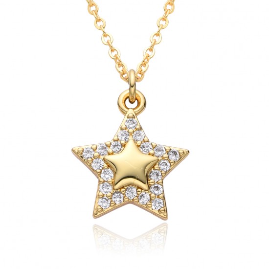 Retro hot girl y2k star five-pointed star pendant layered necklace, sweet and cool, slightly inlaid copper and gold-plated, niche design collarbone Retro hot girl y2k star five-pointed star pendant layered necklace, sweet and cool, slightly inlaid copper and gold-plated, niche design collarbone