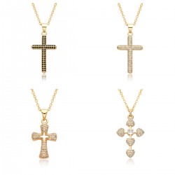 A light luxury full-diamond micro-set design, a lively and dazzling cross necklace for women, and a simple Instagram pendant