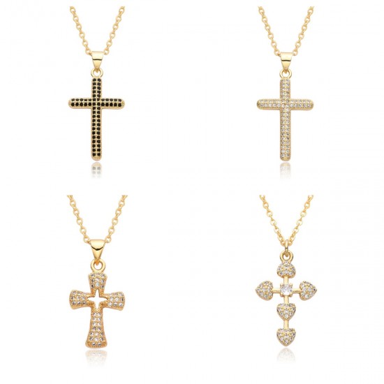 A light luxury full-diamond micro-set design, a lively and dazzling cross necklace for women, and a simple Instagram pendant A light luxury full-diamond micro-set design, a lively and dazzling cross necklace for women, and a simple Instagram pendant