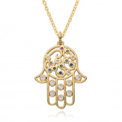 New cross-border Turkish Devil's Eye men's and women's necklaces from Europe and America, gold-plated palm oil eye Fatima pendant