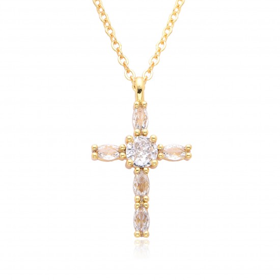 European and American fashion cross-shaped micro-set necklaces, popular women's fashion accessories, Japanese and South Korean cross-shaped pendant gifts, collarbone chains European and American fashion cross-shaped micro-set necklaces, popular women's fashion accessories, Japanese and South Korean cross-shaped pendant gifts, collarbone chains