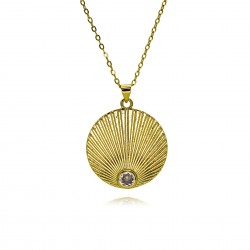 Cross-border Sun God disc necklace, high-quality sun pendant, simple and versatile women's collarbone chain