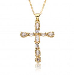 Amazon cross-border bestseller colorful zircon cross accessory pendant Hip-hop necklace female wholesale SHEIN.TEMU