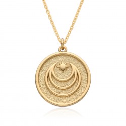 European and American popular fashion round coin pendant jewelry, 18K gold-plated pattern round coin necklace