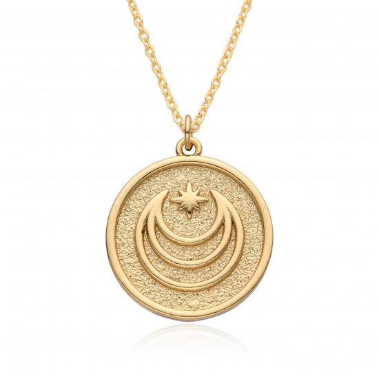 European and American popular fashion round coin pendant jewelry, 18K gold-plated pattern round coin necklace European and American popular fashion round coin pendant jewelry, 18K gold-plated pattern round coin necklace