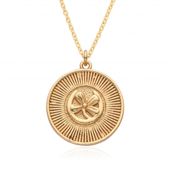European and American popular fashion round coin pendant jewelry, 18K gold-plated pattern round coin necklace European and American popular fashion round coin pendant jewelry, 18K gold-plated pattern round coin necklace