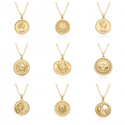 European and American cross-border fashion and creative pendant jewelry, copper plated 18K gold hollowed-out sun and moon necklace