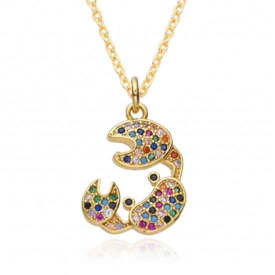 New European and American popular fashion ins style slightly set cute colorful diamonds full diamond crab pendant necklace accessory New European and American popular fashion ins style slightly set cute colorful diamonds full diamond crab pendant necklace accessory