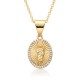 European and American cross-border religious personality statue collarbone chain Zircon eco-friendly copper pendant necklace, copper plated 18kC151 European and American cross-border religious personality statue collarbone chain Zircon eco-friendly copper pendant necklace, copper plated 18kC151