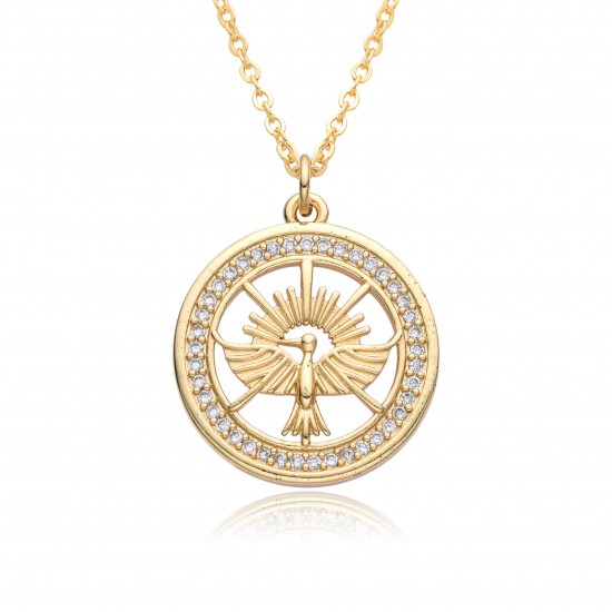 Youdaoplaceholder0 European and American fashion micro set color zircon necklace Simple round pendant necklace for women Youdaoplaceholder0 European and American fashion micro set color zircon necklace Simple round pendant necklace for women