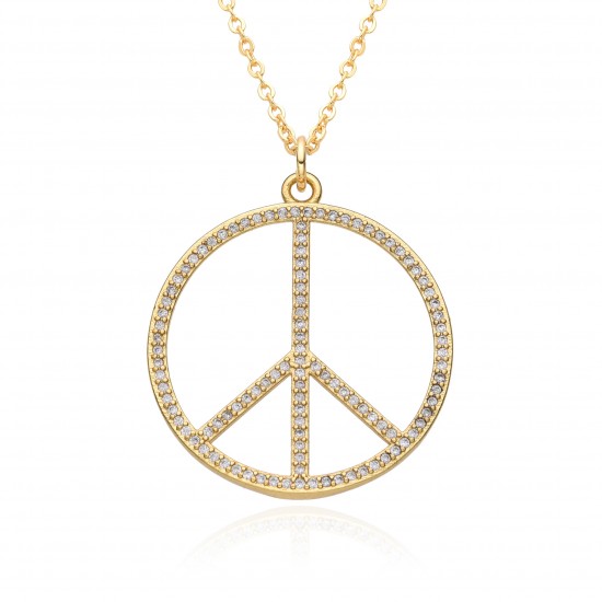 Wholesale of European and American hip-hop 3D Peace logo micro-inlaid electroplated pendant necklaces on AliExpress and Amazon Cross-border bestsellers Wholesale of European and American hip-hop 3D Peace logo micro-inlaid electroplated pendant necklaces on AliExpress and Amazon Cross-border bestsellers