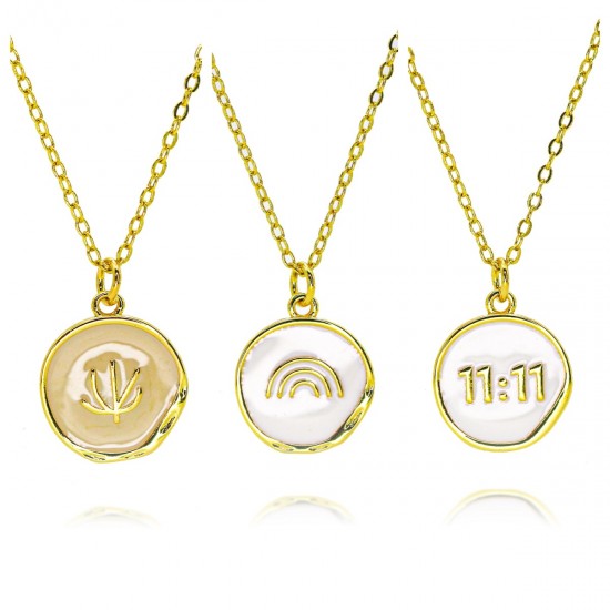 Cross-border European and American copper gold-plated colored shell letter necklace for women's trade, 18K gold oil-dropped 11-digit pendant Cross-border European and American copper gold-plated colored shell letter necklace for women's trade, 18K gold oil-dropped 11-digit pendant