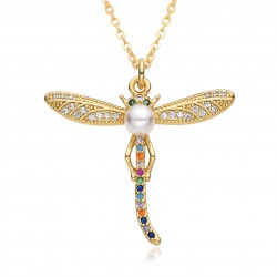 New European and American products in the Instagram style, popular on Amazon, fashionable and individual, dragonfly panda women's style 18k pendant necklace consignment