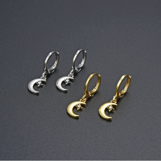 Simple and inS-style star and moon combination earrings for women, fresh and sweet earrings, Japanese and Korean style ear buckles wholesale Simple and inS-style star and moon combination earrings for women, fresh and sweet earrings, Japanese and Korean style ear buckles wholesale