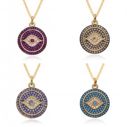 Cross-border European and American creative personality exaggerated round Devil's eye necklace for women, niche design sense collarbone chain