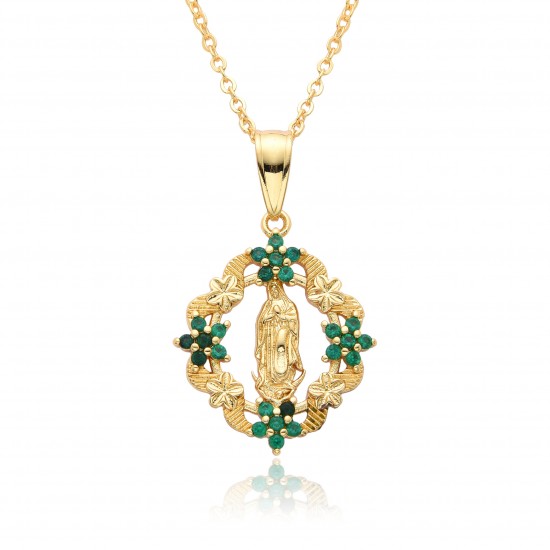 Wholesale of popular cross-border sales in Europe and America: Virgin Mary flower necklaces, women's copper pendants plated with 18K gold, and jewelry Wholesale of popular cross-border sales in Europe and America: Virgin Mary flower necklaces, women's copper pendants plated with 18K gold, and jewelry
