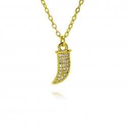 Wholesale of cross-border European and American ins style and personality wolf-tooth pendant necklaces, collarbone chains, copper plated 18k gold pendant necklaces