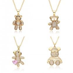 European and American light luxury hip-hop trendy brand bear necklace, female Instagram influencer, unique, niche and cute pendant collarbone chain