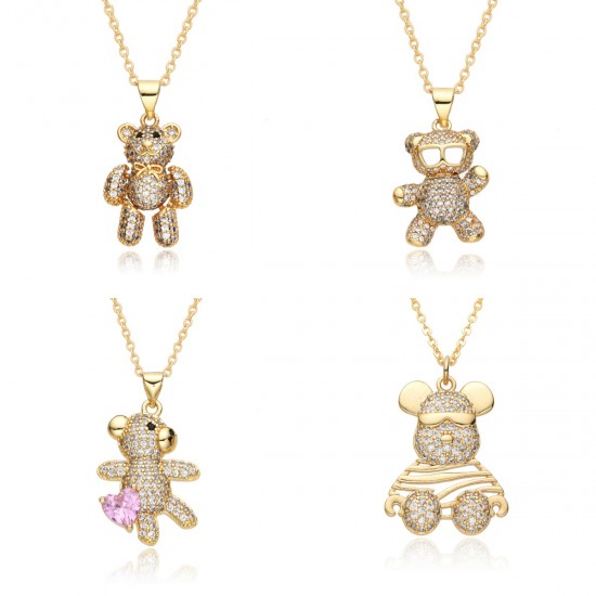 European and American light luxury hip-hop trendy brand bear necklace, female Instagram influencer, unique, niche and cute pendant collarbone chain European and American light luxury hip-hop trendy brand bear necklace, female Instagram influencer, unique, niche and cute pendant collarbone chain