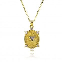 Cross-border Sun God disc necklace, high-quality sun pendant, simple and versatile women's collarbone chain