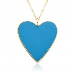 Cross-border best-selling heart-shaped oil-drop pendant with a heart and a heart, ins style, versatile and fashionable, 14K copper-plated real gold jewelry necklace