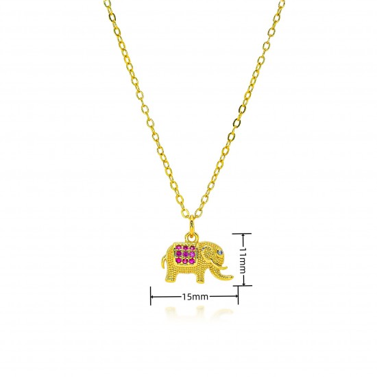 18K copper, gold, slightly set zircon elephant pendant necklace, female Instagram cute style collarbone chain, cross-border Xiyin bestseller 18K copper, gold, slightly set zircon elephant pendant necklace, female Instagram cute style collarbone chain, cross-border Xiyin bestseller