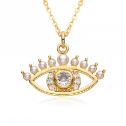 The new European and American cross-border Devil's Eye oil-dripping necklace with copper plating of 18k gold and slightly set zircon pendant necklaces