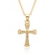 A personalized retro cross-shaped micro-set zircon copper gold-plated necklace with electroplating that is not prone to color fading, a trendy accessory suitable for both men and women A personalized retro cross-shaped micro-set zircon copper gold-plated necklace with electroplating that is not prone to color fading, a trendy accessory suitable for both men and women