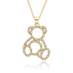 European and American light luxury hip-hop trendy brand bear necklace, female Instagram influencer, unique, niche and cute pendant collarbone chain