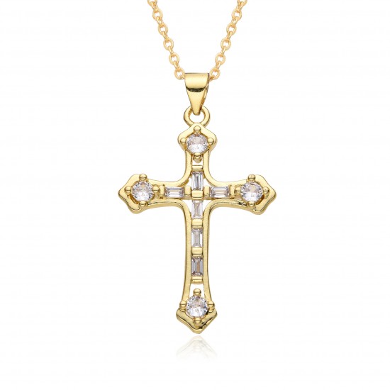 Amazon cross-border bestseller colorful zircon cross accessory pendant Hip-hop necklace female wholesale SHEIN.TEMU Amazon cross-border bestseller colorful zircon cross accessory pendant Hip-hop necklace female wholesale SHEIN.TEMU