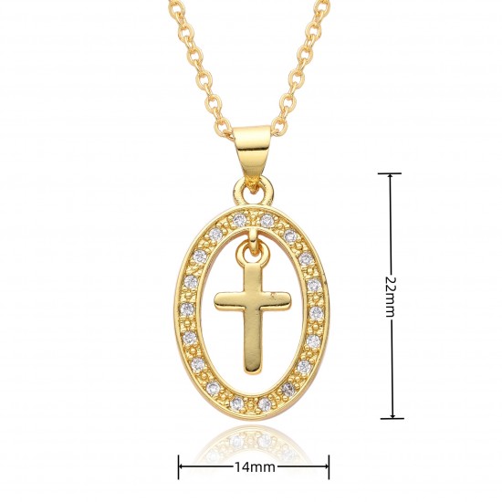 A personalized retro cross-shaped micro-set zircon copper gold-plated necklace with electroplating that is not prone to color fading, a trendy accessory suitable for both men and women A personalized retro cross-shaped micro-set zircon copper gold-plated necklace with electroplating that is not prone to color fading, a trendy accessory suitable for both men and women