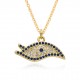 European and American retro style 18K gold hollowed-out Devil's Eye zircon slightly set pendant copper gold-plated necklace for INS ladies European and American retro style 18K gold hollowed-out Devil's Eye zircon slightly set pendant copper gold-plated necklace for INS ladies