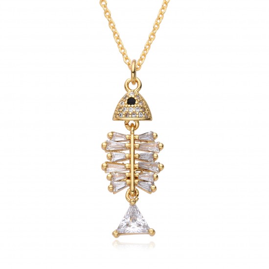 European and American cross-border supply, personalized hip-hop fashion accessories, perforated micro-inlaid zircon butterflyfish bone necklace, pendant for women European and American cross-border supply, personalized hip-hop fashion accessories, perforated micro-inlaid zircon butterflyfish bone necklace, pendant for women