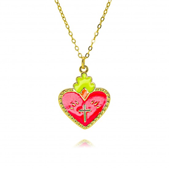 European and American cross-border religious personality cartoon idol collarbone chain oil-dripping God pendant necklace copper plated with 18k real gold European and American cross-border religious personality cartoon idol collarbone chain oil-dripping God pendant necklace copper plated with 18k real gold