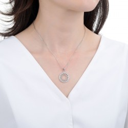European and American fashion trend diamond-encrusted zircon versatile round pendant necklace, women's collarbone chain, simple style women's necklaces in stock