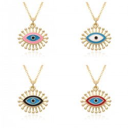 The manufacturer has approved the Devil's Eye Turkish blue Eye slightly set pendant necklace and a simple copper-plated real gold necklace accessory